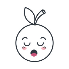 orange fruit food. kawaii cartoon with lazy expression face. vector illustration