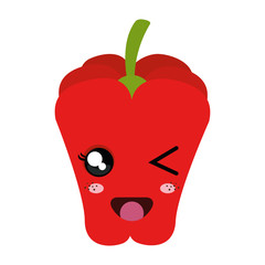 red pepper vegetable food. kawaii cartoon with happy expression face. vector illustration