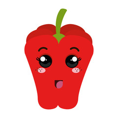 red pepper vegetable food. kawaii cartoon with happy expression face. vector illustration