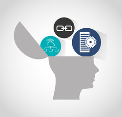 big data center flat icons vector illustration design