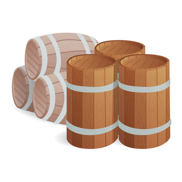 Wooden barrel vintage old style wooden barrels oak storage container.