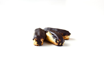 chocolate eclairs on white box