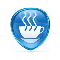 coffee cup icon blue, isolated on white background.