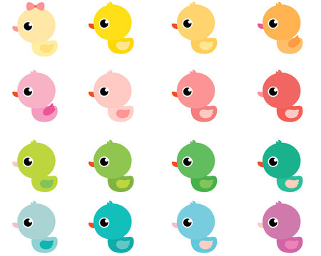 Cute vector rubber ducks