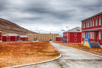 Main street at ghost town Pyramiden