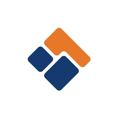 abstract blue B in orange square