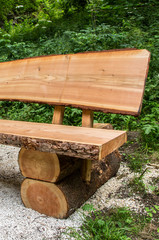 Natural wood bench rustic, pine and spruce wood