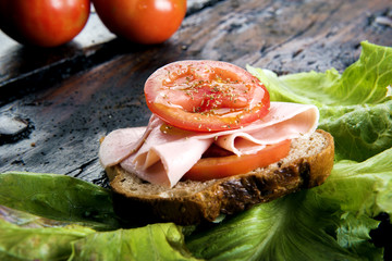 bruschetta with ham and tomato