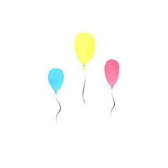 drawn vector. balloon painted with watercolors.