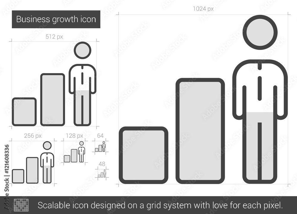 Sticker business growth line icon.