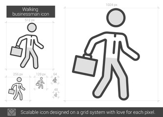 Walking businessman line icon.