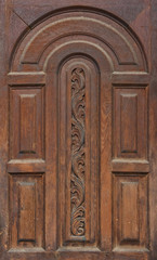 Close up of closed wooden door texture