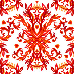 Floral pattern elements. Vector watercolor background