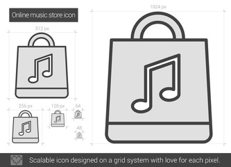 Online music store line icon.