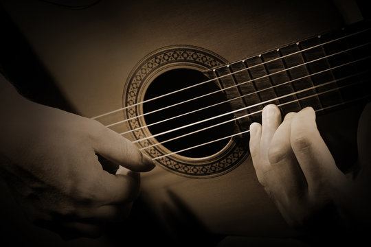 Guitar strings close up