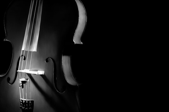 Cello close up isolated on black 