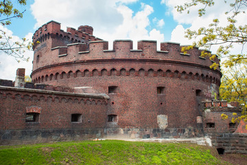 Fototapeta na wymiar Tower of Der Wrangel. Part of the german defensive fortifications in the Konigsberg (1843-1859). After Second World War Konigsberg was called Kaliningrad and became part of Russia.