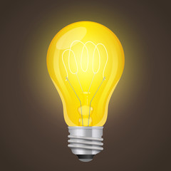 Light bulb. Graphics style. Vintage light bulb. Creative style. Beautiful patches of light.