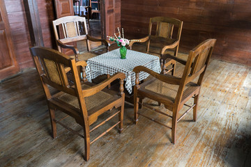 Fototapeta na wymiar Dining table and chairs