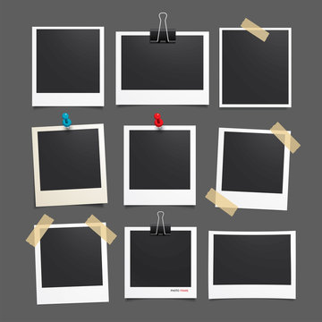 Vector photo frame.Set of realistic paper photograph.