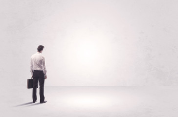 Finance worker standing in pure nothing