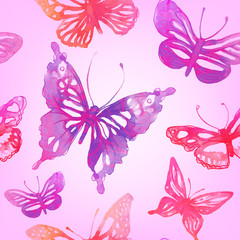 Fototapeta na wymiar Amazing background with butterflies and flowers. seamless patter