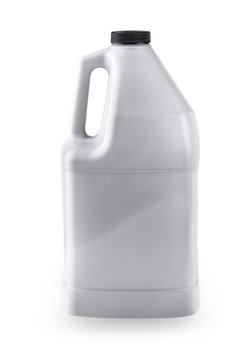 Grey plastic canister for household chemicals