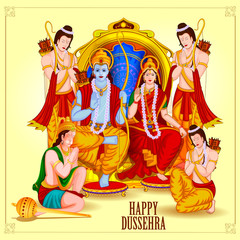 Happy Dussehra background showing festival of India - obrazy, fototapety, plakaty