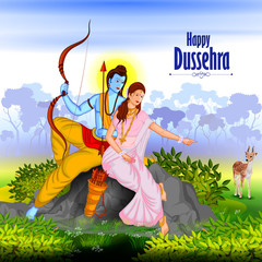 Happy Dussehra background showing festival of India - 121614317