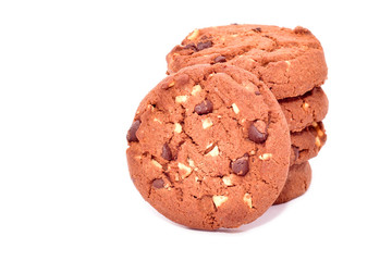 Biscuits with chocolate isolated on white