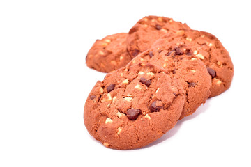 Biscuits with chocolate isolated on white