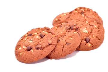 Biscuits with chocolate isolated on white