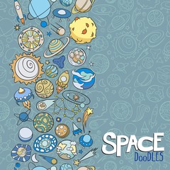 Naklejka premium space objects doodles
