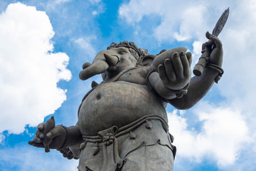 Bottom view of large statue of Lord Ganesha a Hindu deity. - obrazy, fototapety, plakaty