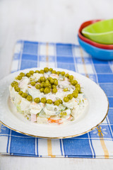 Salad on wooden table