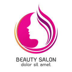 Logo woman silhouette, head, face logo isolated. Use for beauty