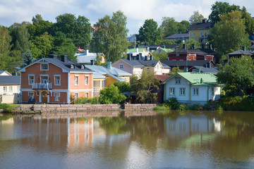 Fototapeta na wymiar August on the Porvoyoki river in old Porvoo. Finland