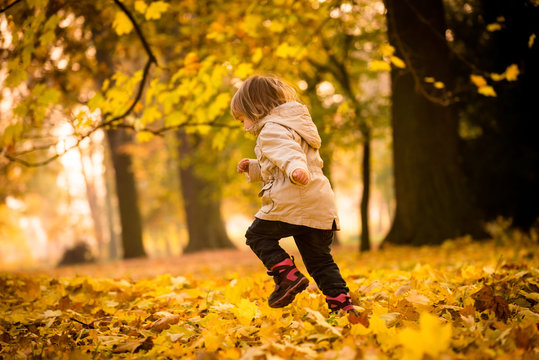 Autumn season - running child