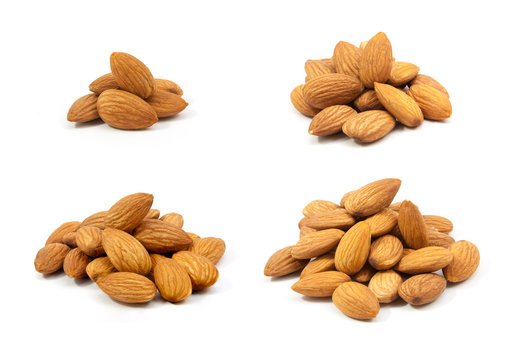 Beautiful collection group of almonds isolated