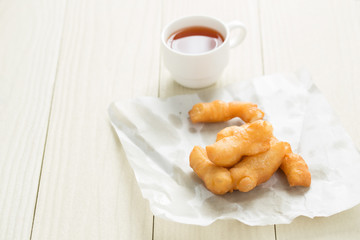a kind of Chinese flour sweetmeat,deep-fried doughstick