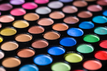 Palette of make-up colorful eye shadows