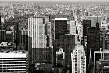 Manhattan's skyscrapers and Central Park, New York City - Black & White cityscape