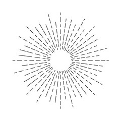 Obraz premium Burst of sun rays in hipster linear style