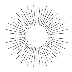 Obraz premium Burst of sun rays in hipster linear style