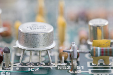 Closeup electronic hardware on the circuit board