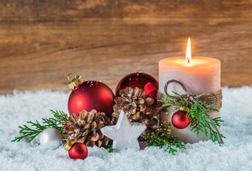 Weihnachten Hintergrund Weihnachtsdekoration mit Schnee 