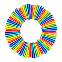 Plasticine  colorful rainbow frame sculpture isolated on white