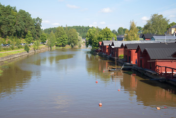 Fototapeta na wymiar Sunny august day on the Porvoyoki river. Finland