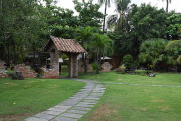 landscaping brick gate in countryside