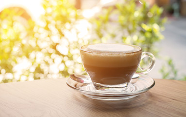 hot cappucino coffee, vintage style